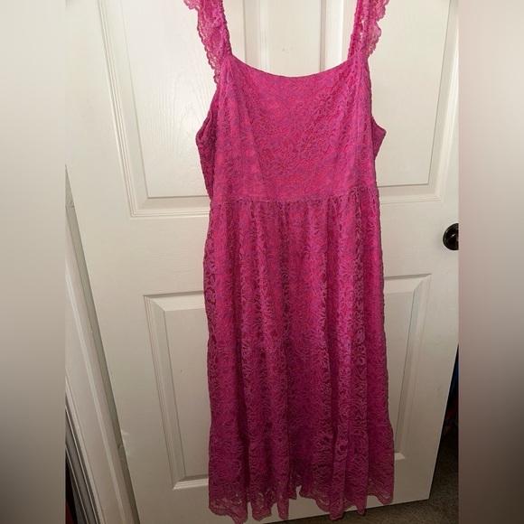 Arula Vibrant Pink Lace sleeveless maxi Dress B 2X spring summer vacation - Picture 4 of 9